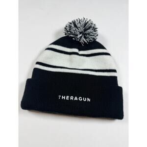 Theragun Black & White Knit Beanie with Pom | One Size | Winter Hat